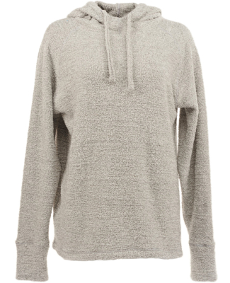 J America 8680 Women’s Teddy Fleece Hooded Pullo in Smoke heather