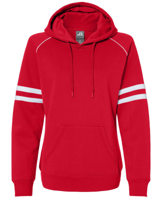 J America 8645 Women's Varsity Fleece Piped Hooded in Red