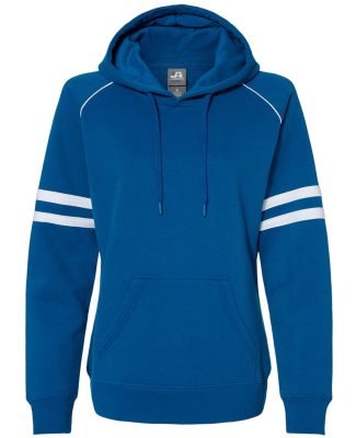 J America 8645 Women's Varsity Fleece Piped Hooded in Royal