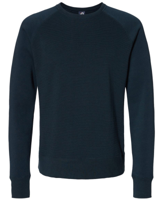 J America 8707 Men's Ripple Fleece Raglan Crewneck in Navy
