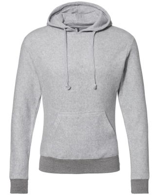 J America 8709 Men's Flip Side Fleece Hooded Sweat in Grey heather