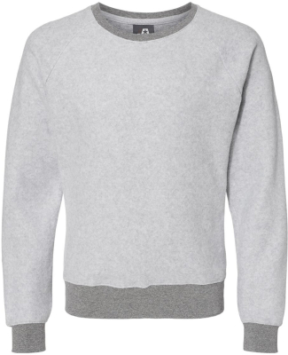 J America 8710 Unisex Flip Side Fleece Crewneck Sw in Grey heather
