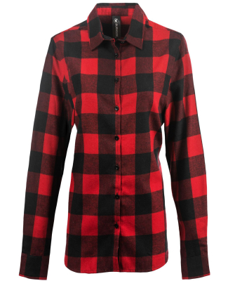 Burnside Clothing 5215 Women's Boyfriend Flannel in Red/ black buffalo