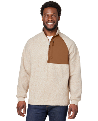 North End NE713 Men's Aura Sweater Fleece Quarter- in Oatmeal heather/ teak