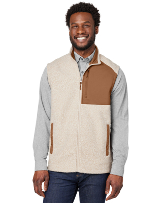North End NE714 Men's Aura Sweater Fleece Vest in Oatmeal heather/ teak