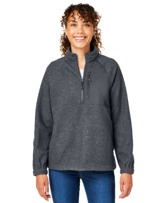 North End NE713W Women's Aura Sweater Fleece Quart in Carbon/ carbon