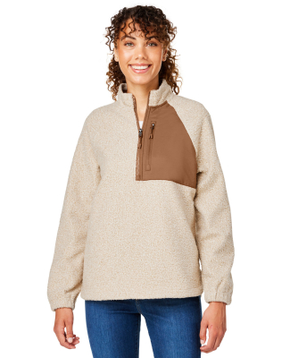 North End NE713W Women's Aura Sweater Fleece Quart in Oatmeal heather/ teak
