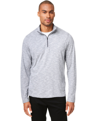 North End NE415 Men's Eclipse Jacquard Quarter-Zip in Platinum heather