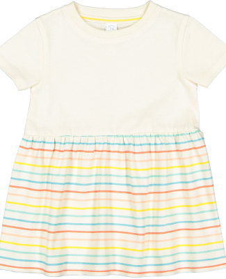 Rabbit Skins 5330 Infant Fine Jersey Dress in Natural/ sunkissed stripe