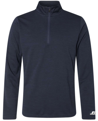 Russell Athletic QZ7EAM Men's Striated Quarter-Zip in Navy