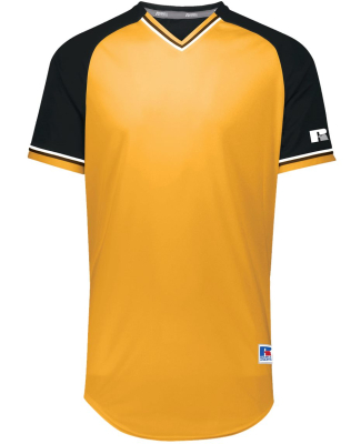 Russell Athletic R01X3B Youth Classic V-Neck Jerse in Gold/ black/ white