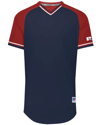Russell Athletic R01X3B Youth Classic V-Neck Jerse in Navy/ true red/ white