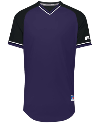 Russell Athletic R01X3M Unisex Classic V-Neck Jers in Purple/ black/ white
