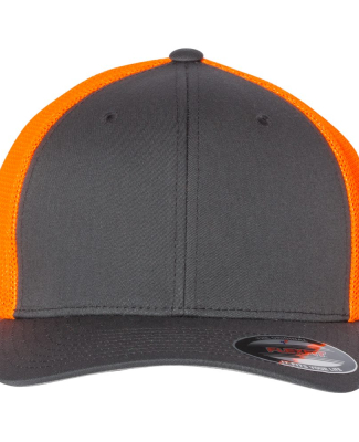 Yupoong-Flex Fit 6511 Trucker Cap in Charcoal/ neon orange