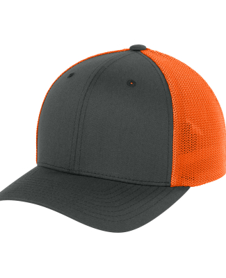 Yupoong-Flex Fit 6511 Trucker Cap in Charcoal/ Neon Orange