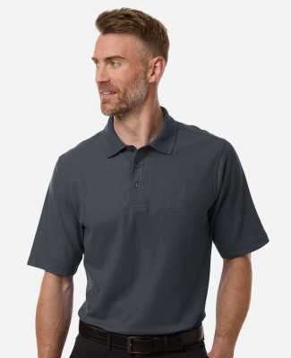 Harriton M105T Men's Tall Maverick CVC Pique Polo in Dark charcoal