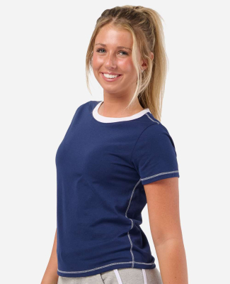 Boxercraft BW2106 Women's Contrast Stitch Baby Tee in Navy