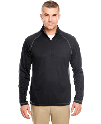 UltraClub 8398 Cool & Dry Sport Quarter-Zip Pullov in Black/ charcoal