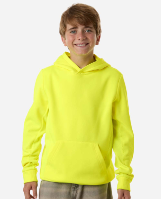 Team 365 TT400Y Youth Squad Hooded Tech Fleece Pul in Safety yellow