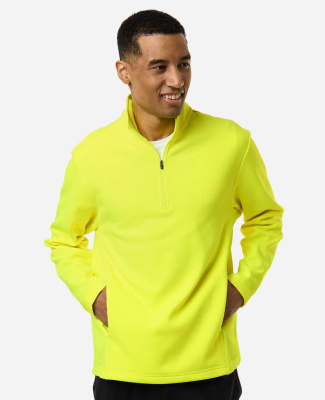 Team 365 TT401 Unisex Squad Cadet Quarter-Zip Tech in Safety yellow