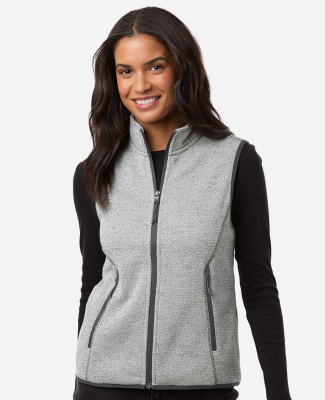 North End NE731W Women's Jasper Jacquard Fleece Ve in Grey/ white