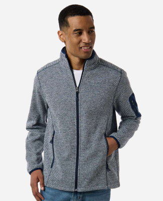 North End NE730 Men's Jasper Full-Zip Fleece Jacke in Classic navy/ white