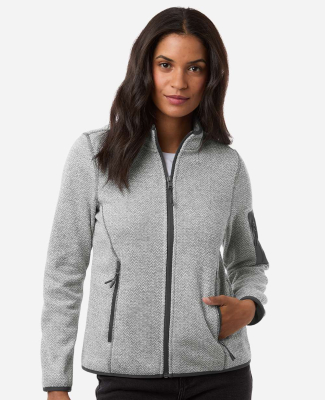 North End NE730W Women's Jasper Full-Zip Fleece Ja in Grey/ white