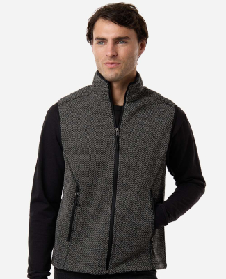 North End NE731 Men's Jasper Jacquard Fleece Vest in Black/ grey