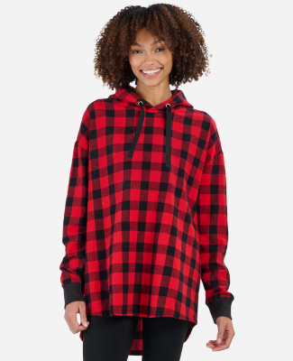 Boxercraft BU5301 Unisex Flannel Hooded Pullover in Red/ black buffalo