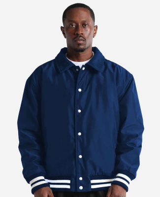 Shaka Wear CVBJ Unisex Collared Varsity Jacket in Navy