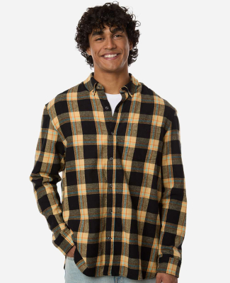 Boxercraft BU7401 Men's Flannel Button Down Shirt in Dark khaki plaid