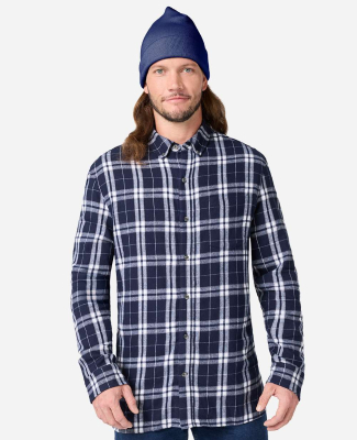 Boxercraft BU7401 Men's Flannel Button Down Shirt in Navy/ silver plaid