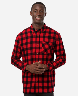 Boxercraft BU7401 Men's Flannel Button Down Shirt in Red/ black buffalo