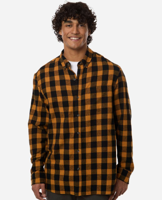 Boxercraft BU7401 Men's Flannel Button Down Shirt in Tobacco/ black buffalo