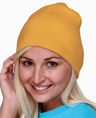 Bayside Apparel 3810 USA-Made 8½" Knit Beanie in Gold