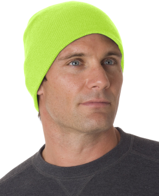 Bayside Apparel 3810 USA-Made 8½" Knit Beanie in Lime green