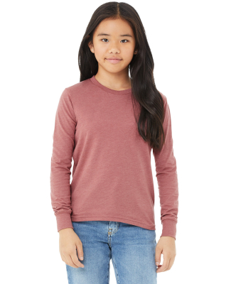 Bella + Canvas 3501YCVC Youth Heather CVC Long Sle in Heather mauve