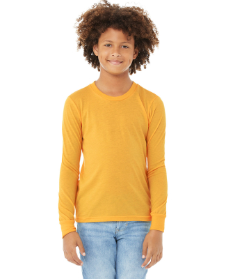 Bella + Canvas 3501YCVC Youth Heather CVC Long Sle in Heather yellow gold
