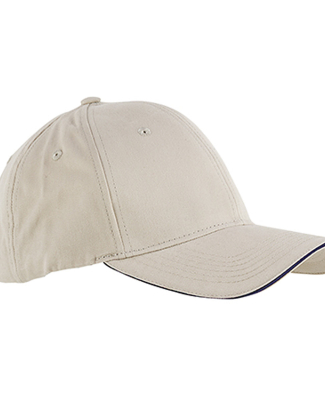 Big Accessories BX004 Brushed Twill Sandwich Cap in Stone/ navy
