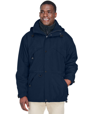 North End 88007 Men's 3-in-1 Parka with Dobby Trim in Midnight navy