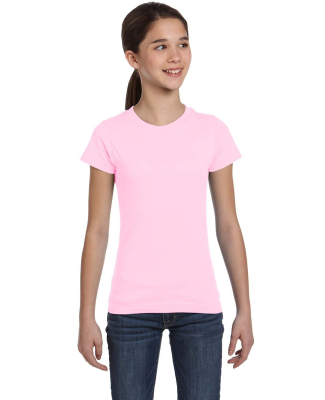 LA T 2616 Girls' Fine Jersey Tee in Pink