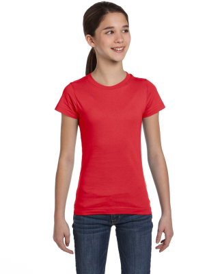 LA T 2616 Girls' Fine Jersey Tee in Red
