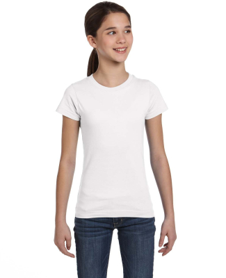 LA T 2616 Girls' Fine Jersey Tee in White