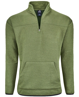 J America 8773 Unisex Pebble Fleece Quarter-Zip Pu in Moss