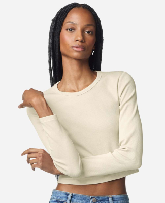 American Apparel BR2107 Women's Baby Rib Long Slee in Bone