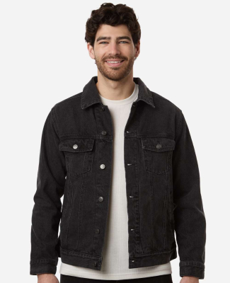 Harriton M75 Men's Cooper Denim Jacket in Washed black