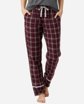 Boxercraft BW6603 Women's Cuff Flannel Pants in Varsity maroon oxford plaid