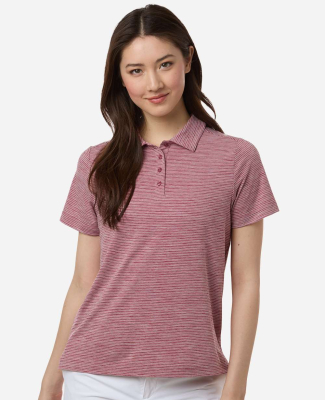Team 365 TT125W Women's Relay Heathered Stripe Pol in Sport maroon heather/ white