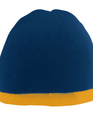 Augusta Sportswear 6820 Two-Tone Knit Beanie in Navy/ gold