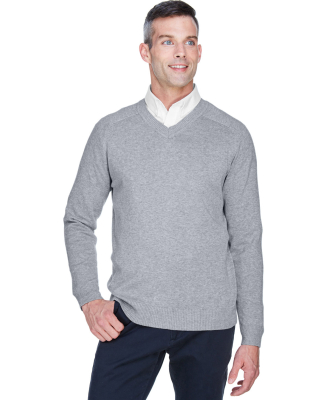 Devon and Jones D475 Men's V-Neck Sweater in Grey heather